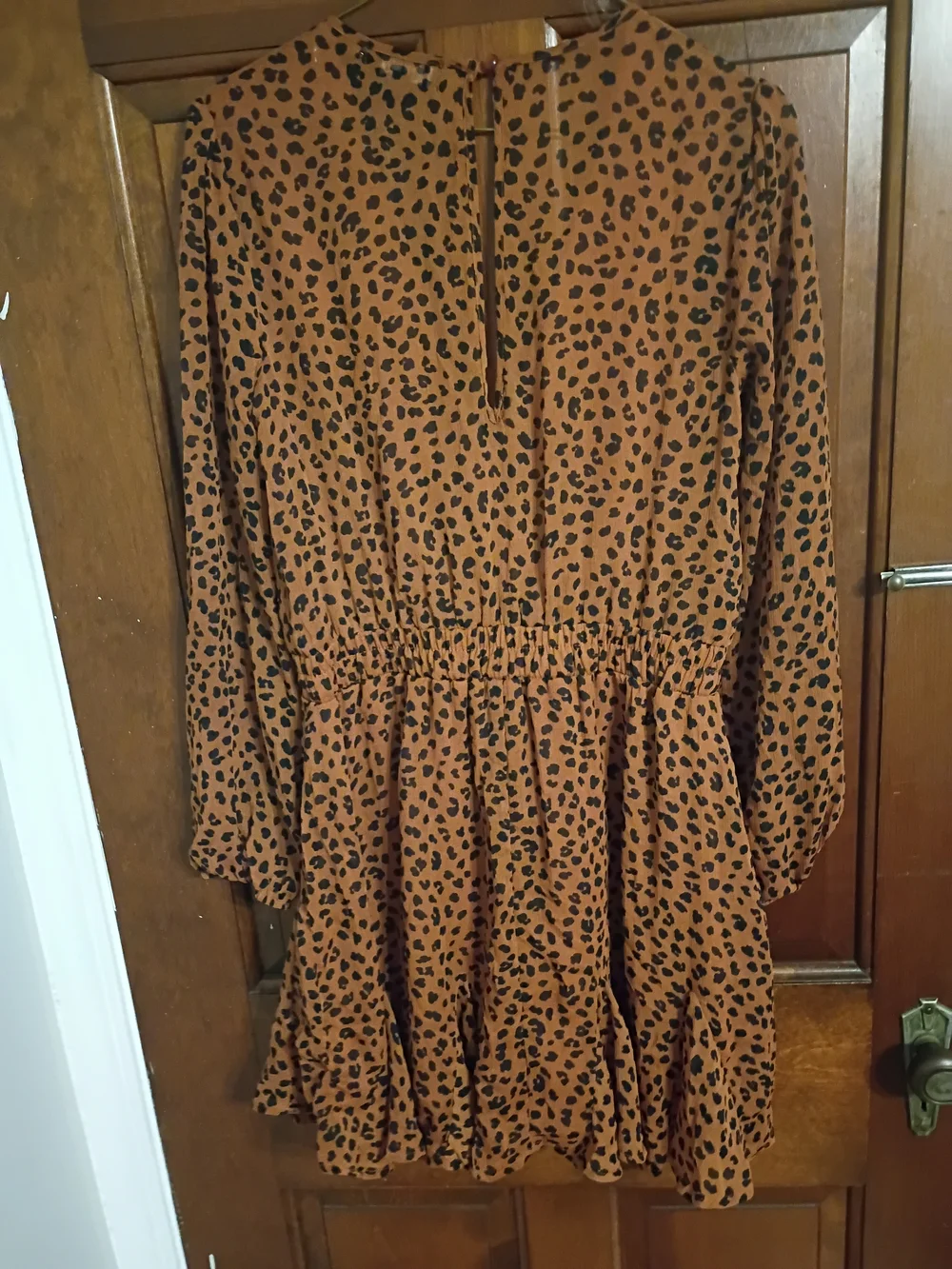 Womens Rust Leopard Print Wrap Dress